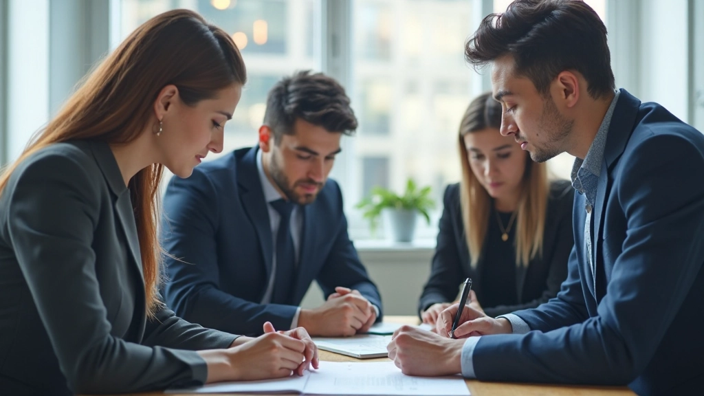 Группа специалистов рассматривает отчет о производительности оборудования