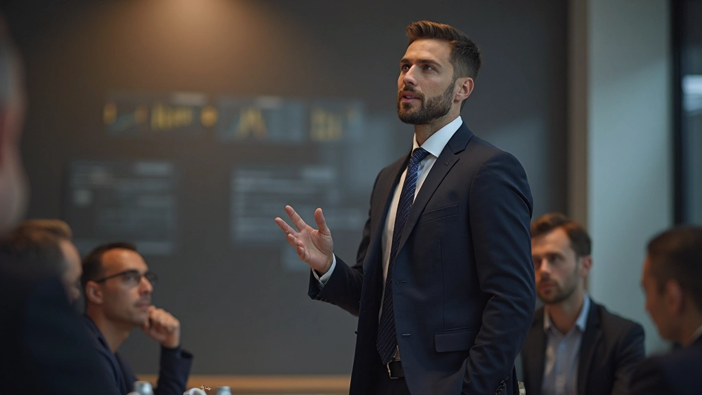 Консультант проводит презентацию стратегии аналитики перед командой в переговорной