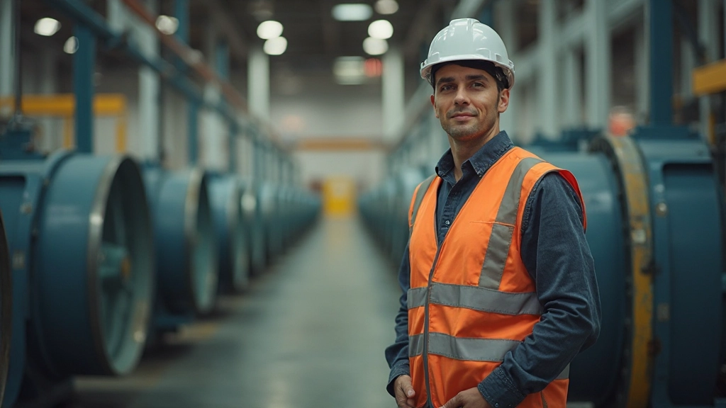 Инженер проверяет техническое оборудование на производстве